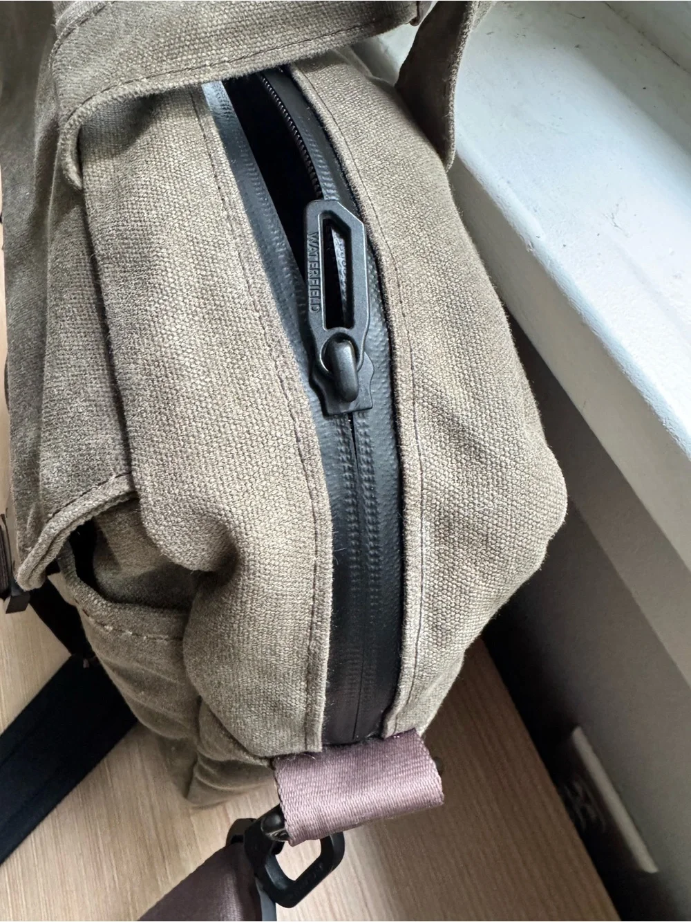 Waxed  Canvas Messenger Bag for Men - Olive